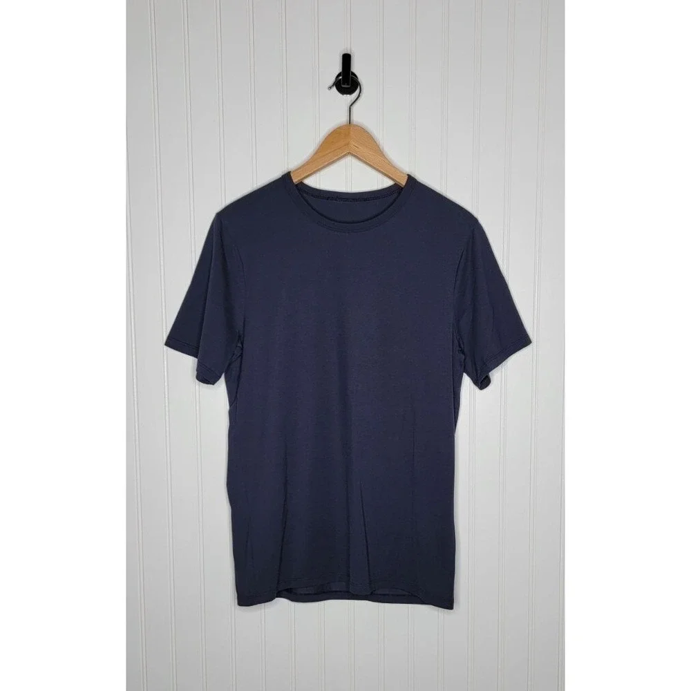 Lululemon Crew Neck Short Sleeve Shirt Mens Size Small Navy Blue Athletic Casual